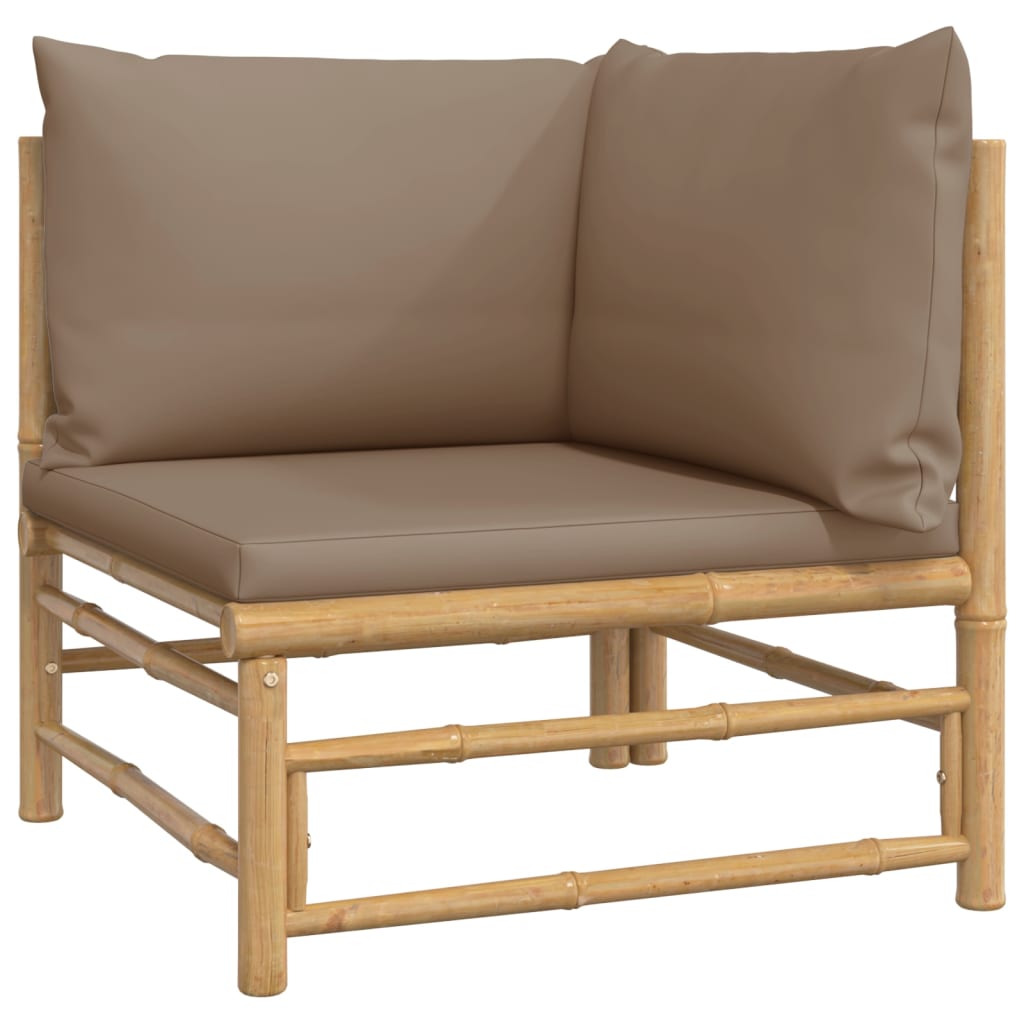 3-delige Loungeset met kussens bamboe taupe