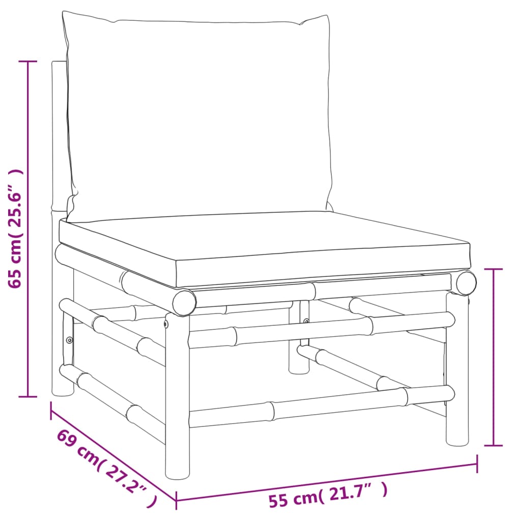 3-delige Loungeset met kussens bamboe taupe