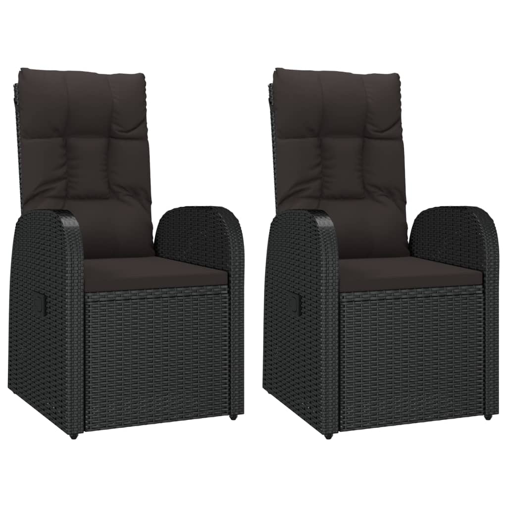 3-delige Loungeset poly rattan en massief acaciahout zwart