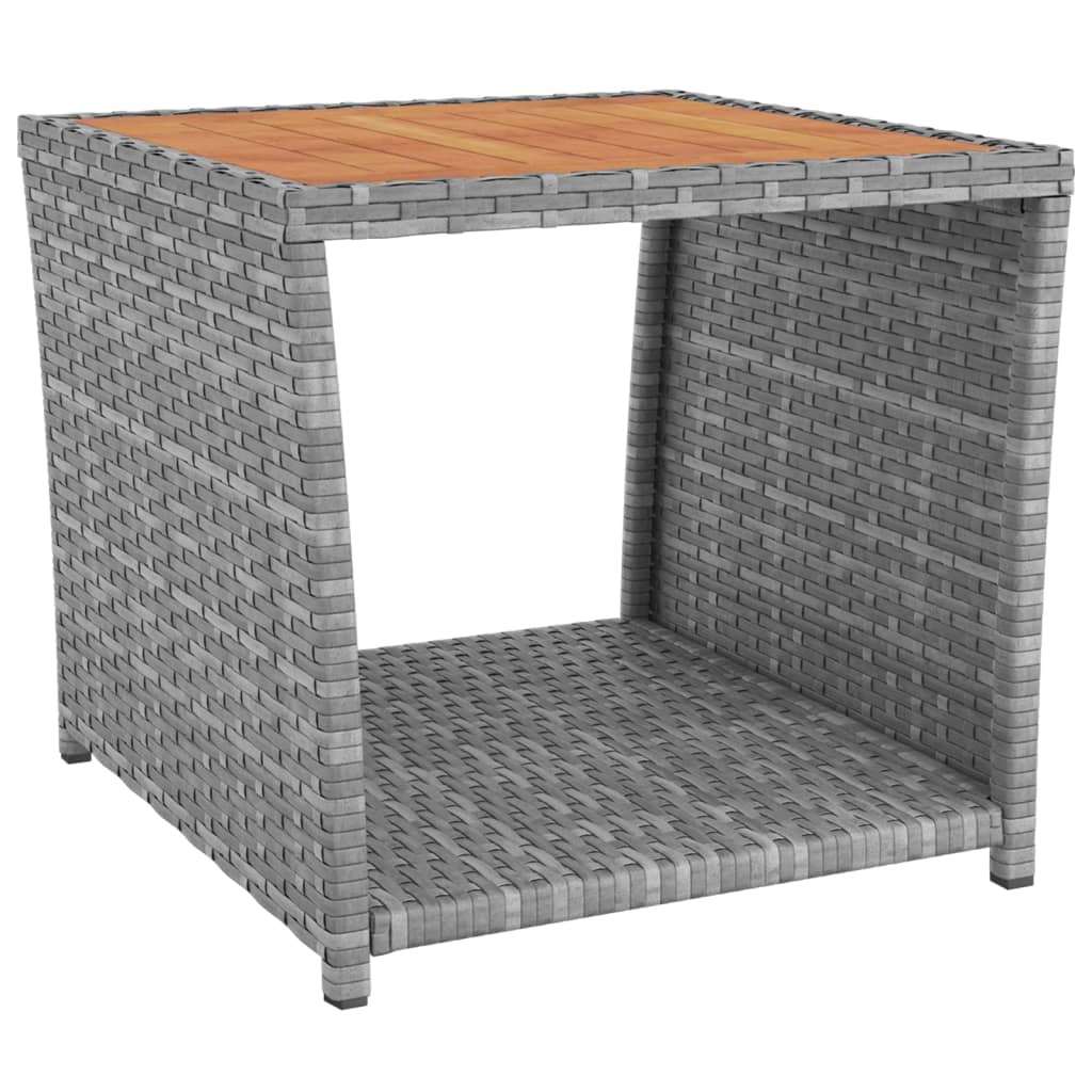 2-delige Loungeset poly rattan en massief acaciahout grijs