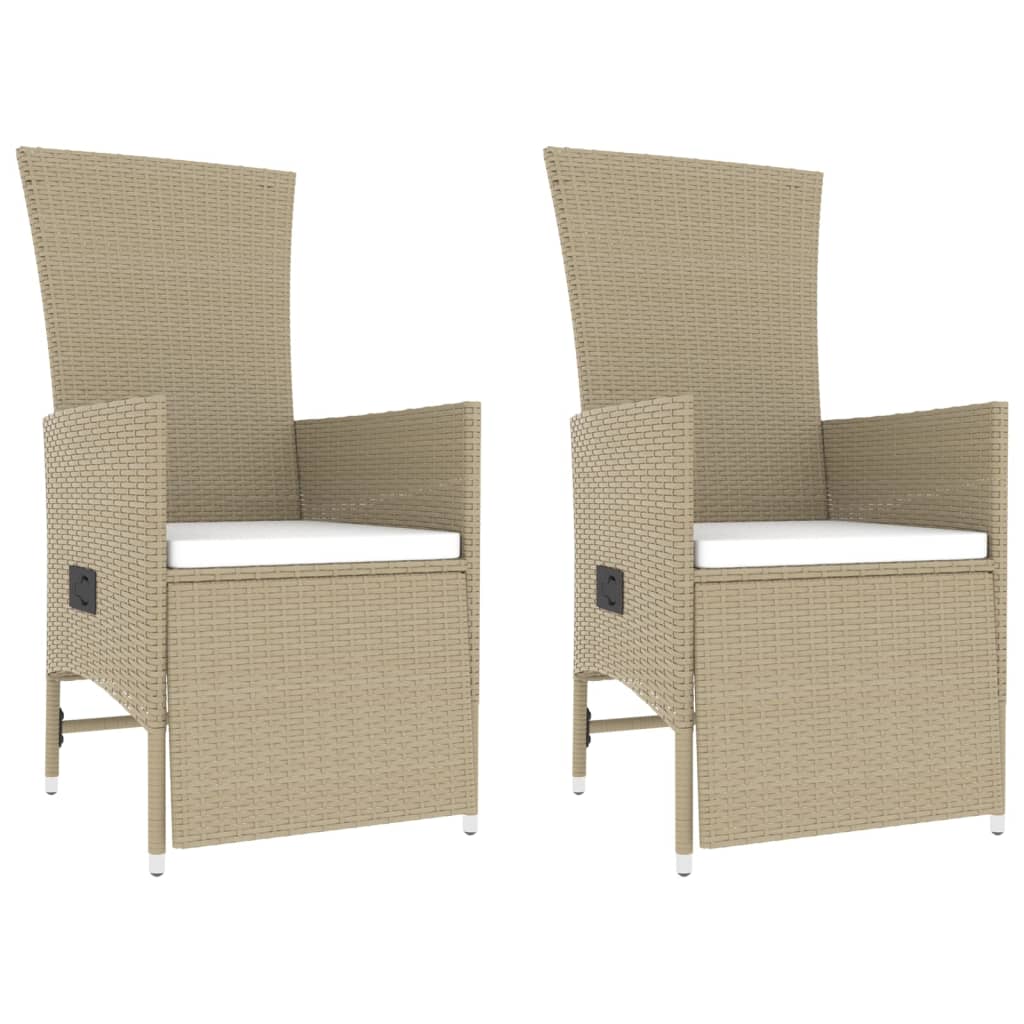 3-delige Loungeset poly rattan en staal beige