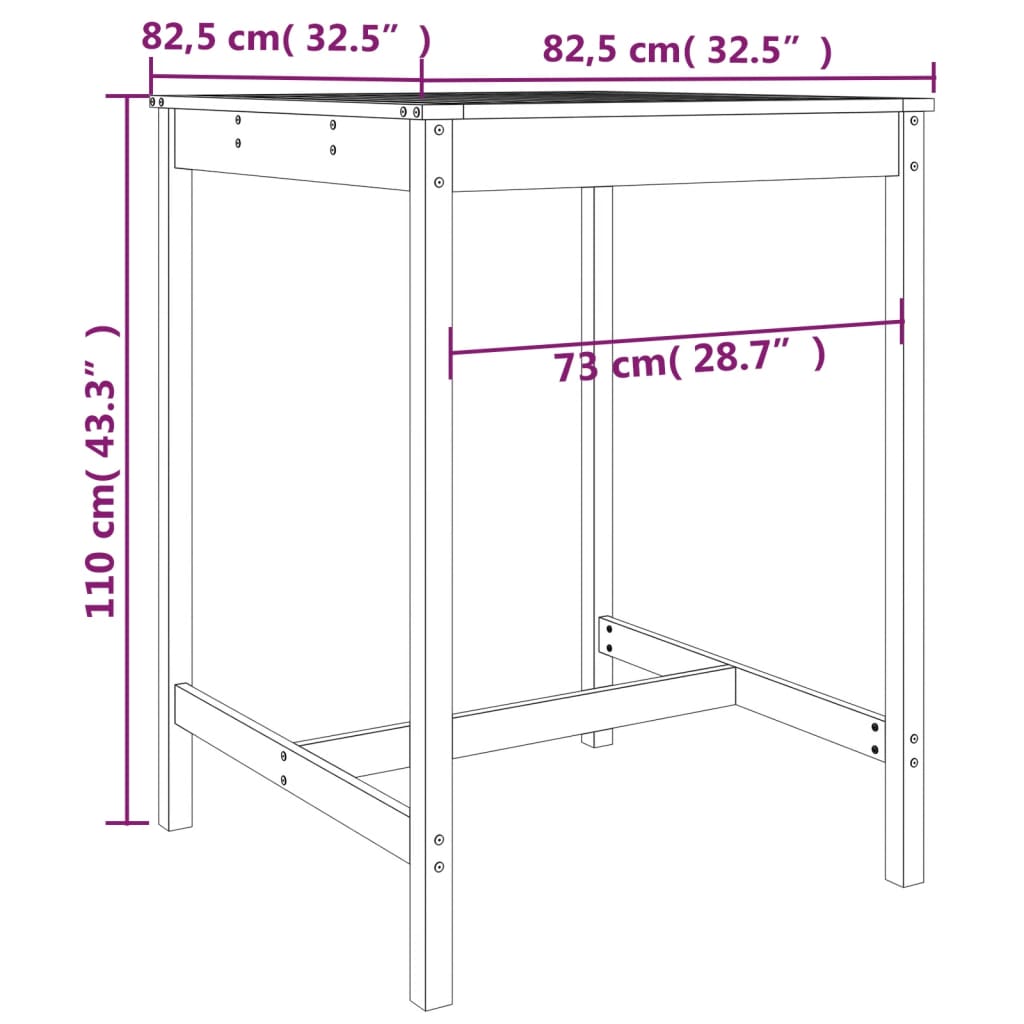 3-delige Barset massief grenenhout wit