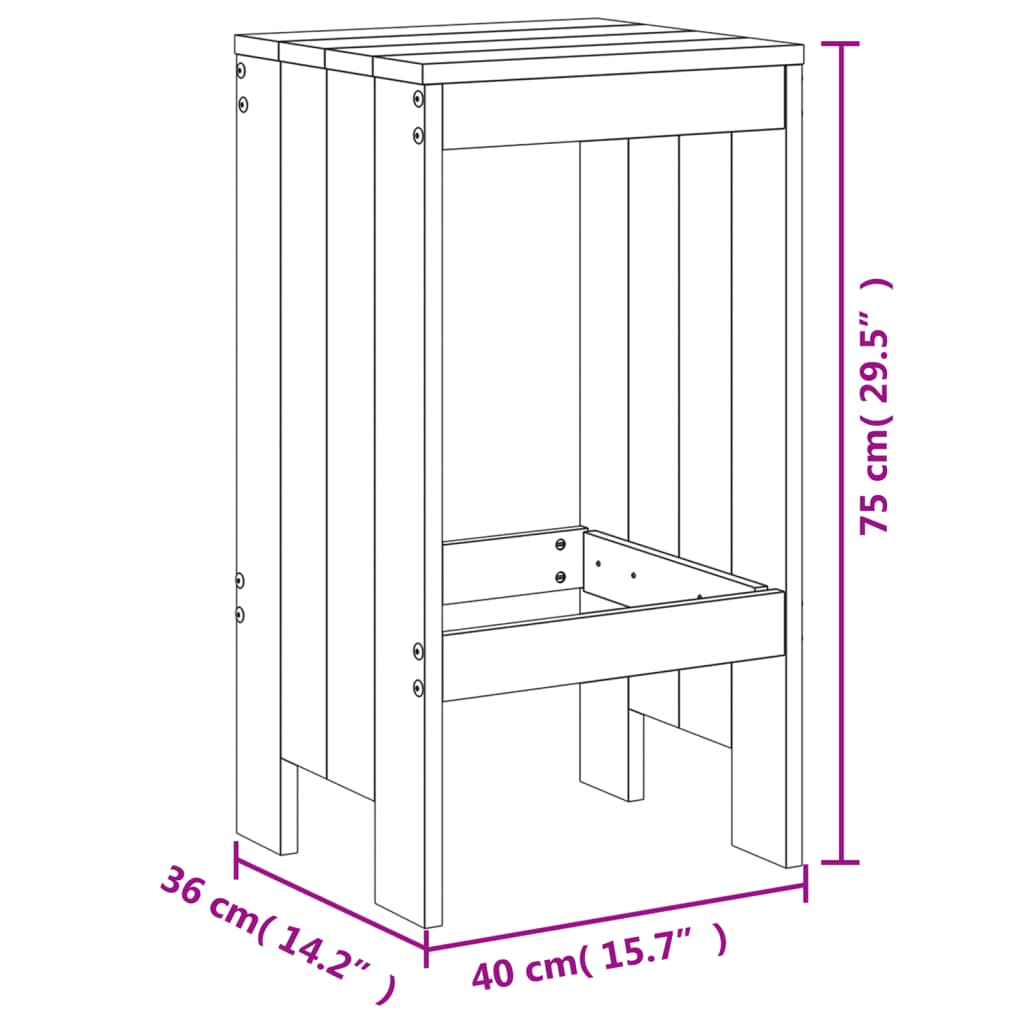 3-delige Barset massief grenenhout wit