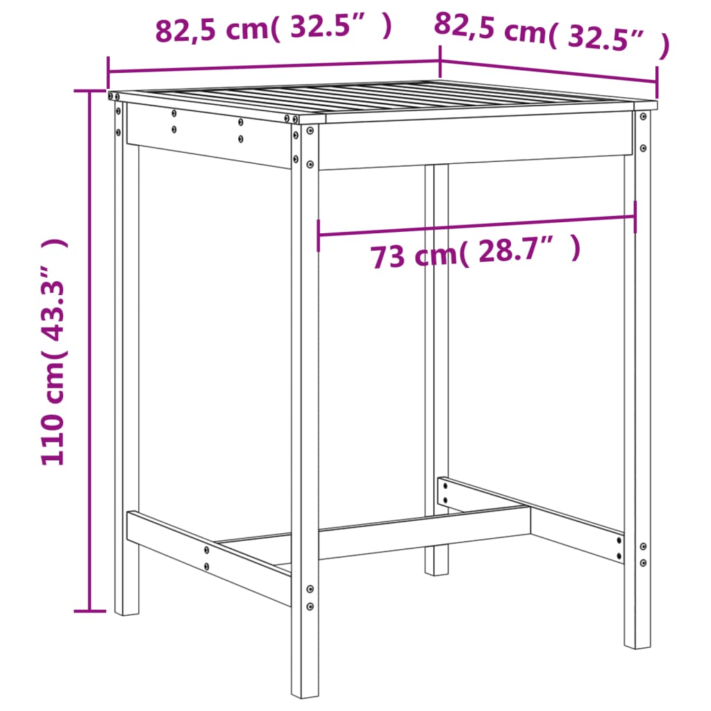 3-delige Barset massief grenenhout wit