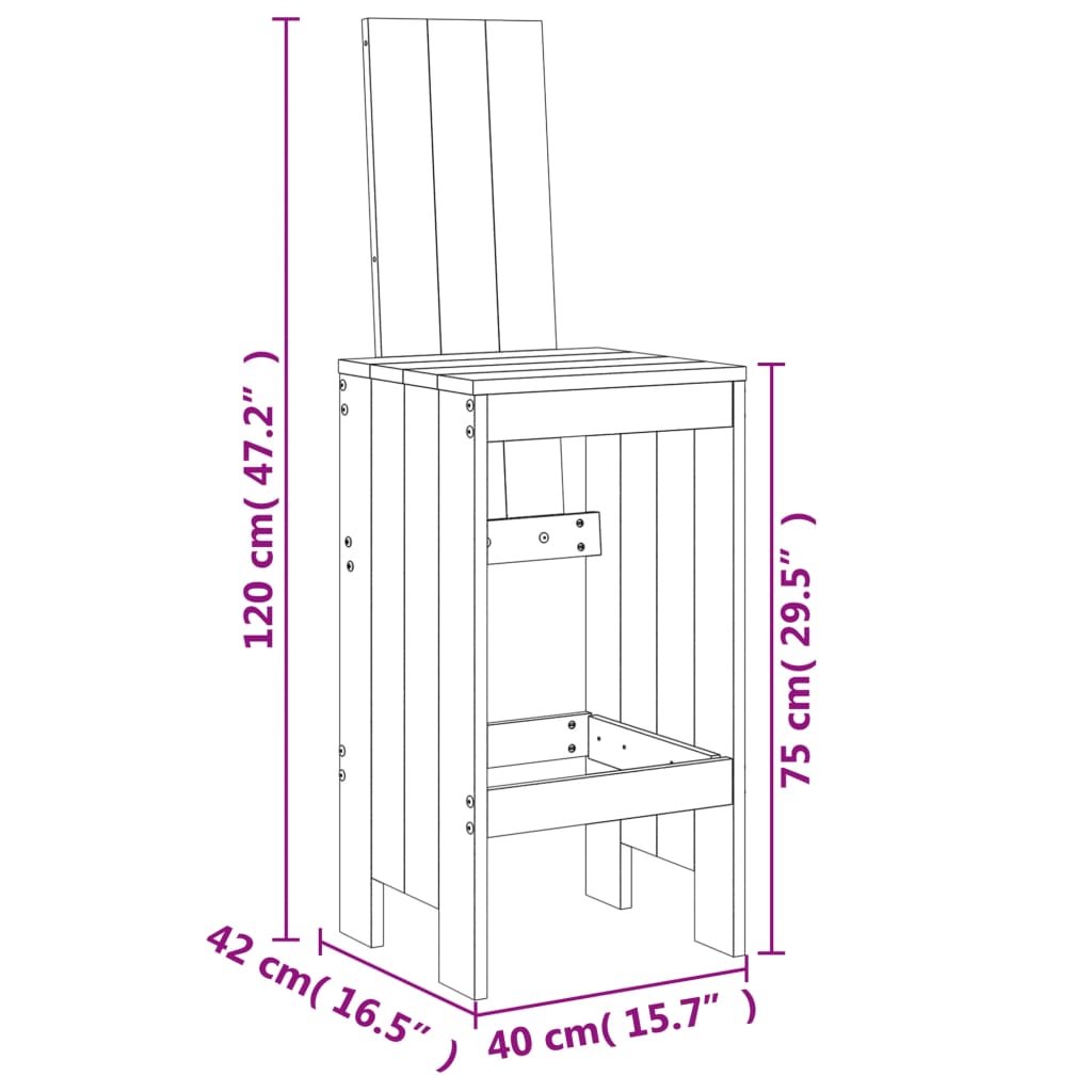 3-delige Barset massief grenenhout wit