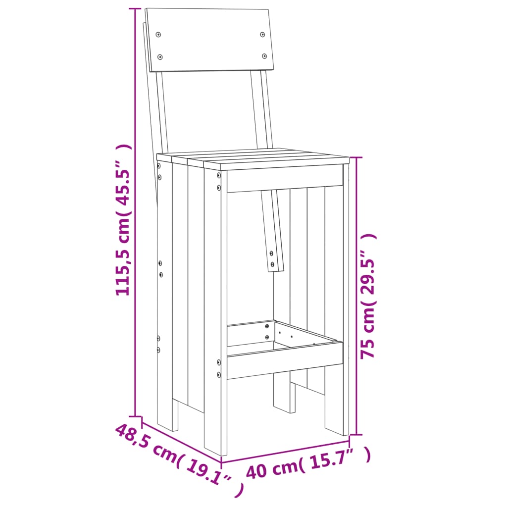 3-delige Barset massief grenenhout wit