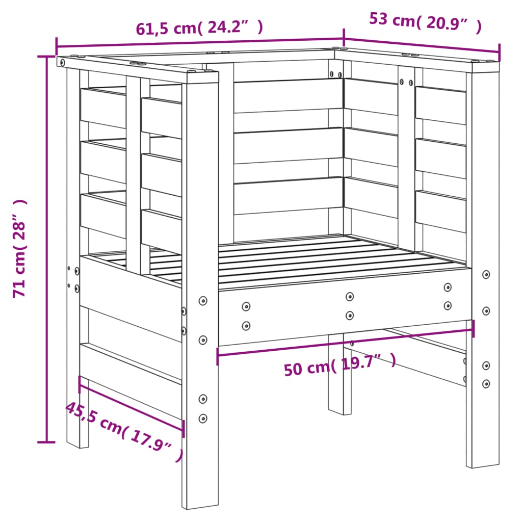 3-delige Loungeset massief grenenhout wit