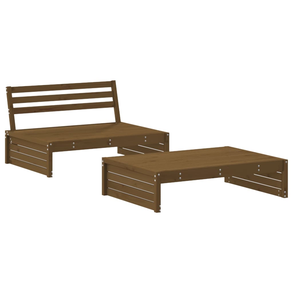 2-delige Loungeset met kussens massief hout honingbruin