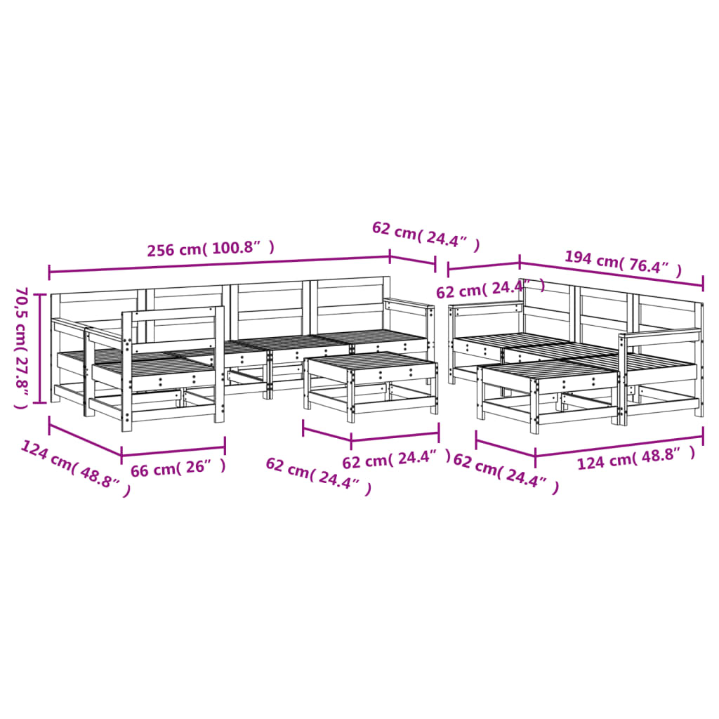 10-delige Loungeset geïmpregneerd grenenhout