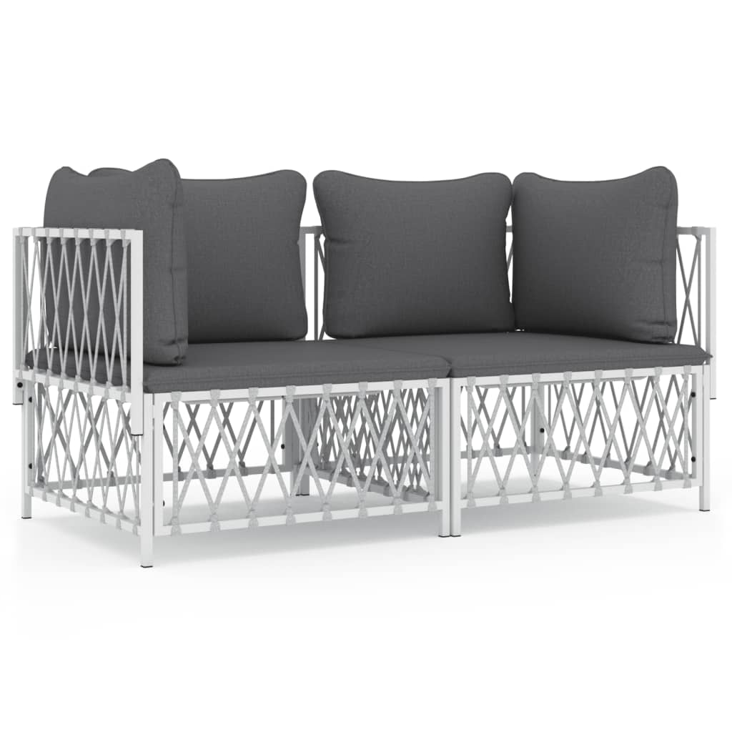 2-delige Loungeset met kussens staal wit