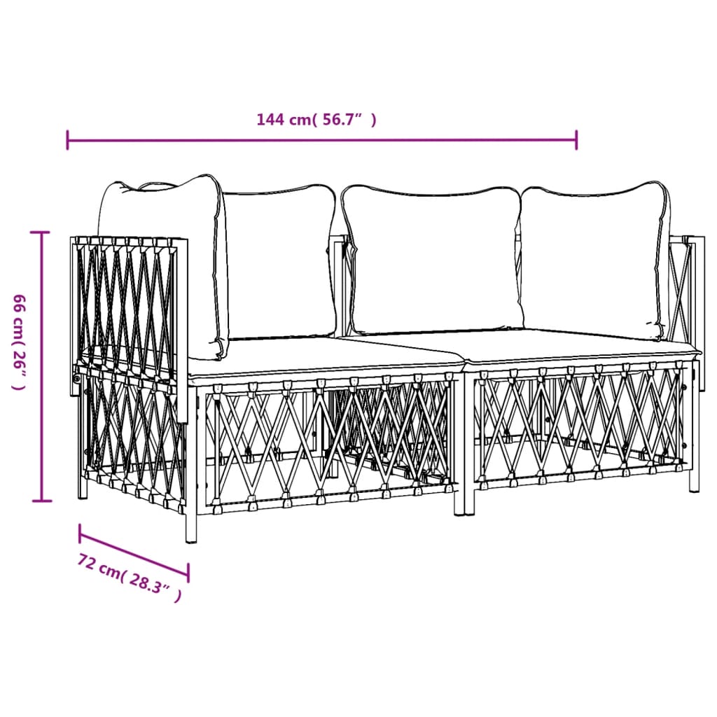 2-delige Loungeset met kussens staal wit