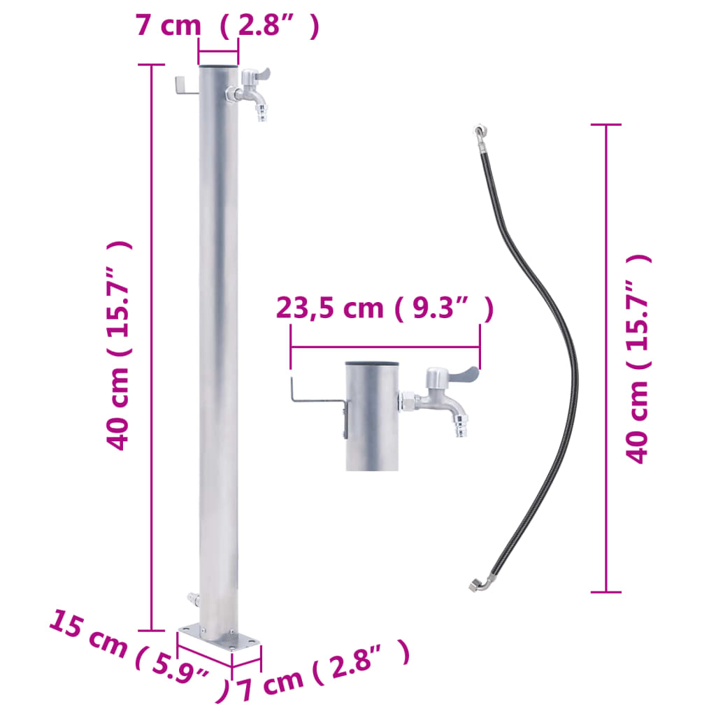 Waterzuil rond 40 cm roestvrij staal