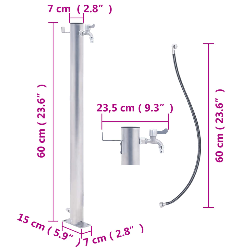 Waterzuil rond 60 cm roestvrij staal