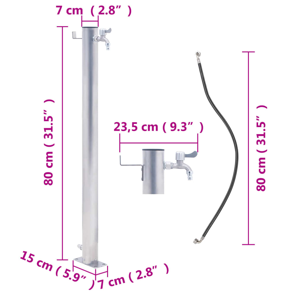 Waterzuil rond 80 cm roestvrij staal