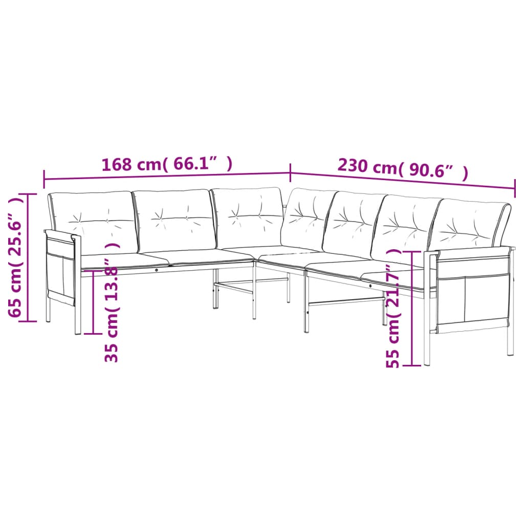 2-delige Loungeset staal antracietkleurig