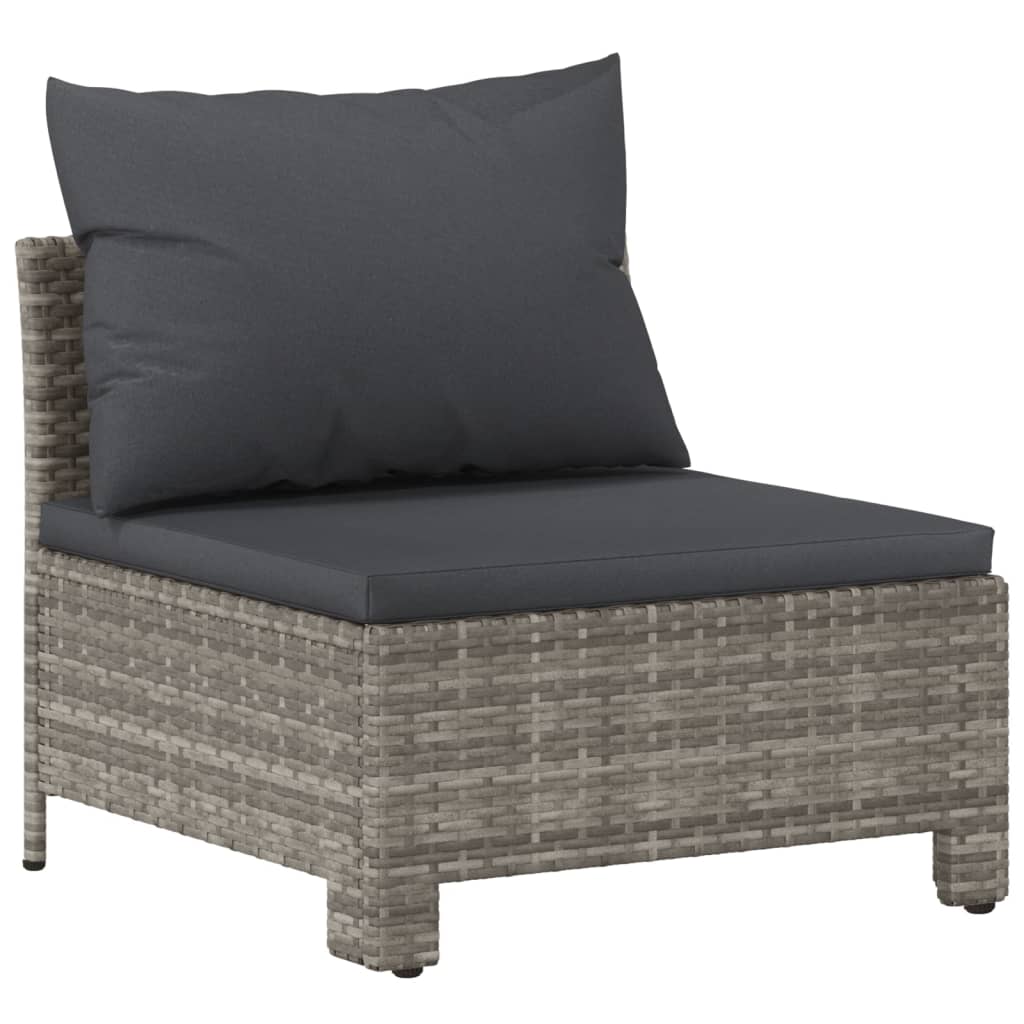 3-delige Loungeset met kussens poly rattan grijs