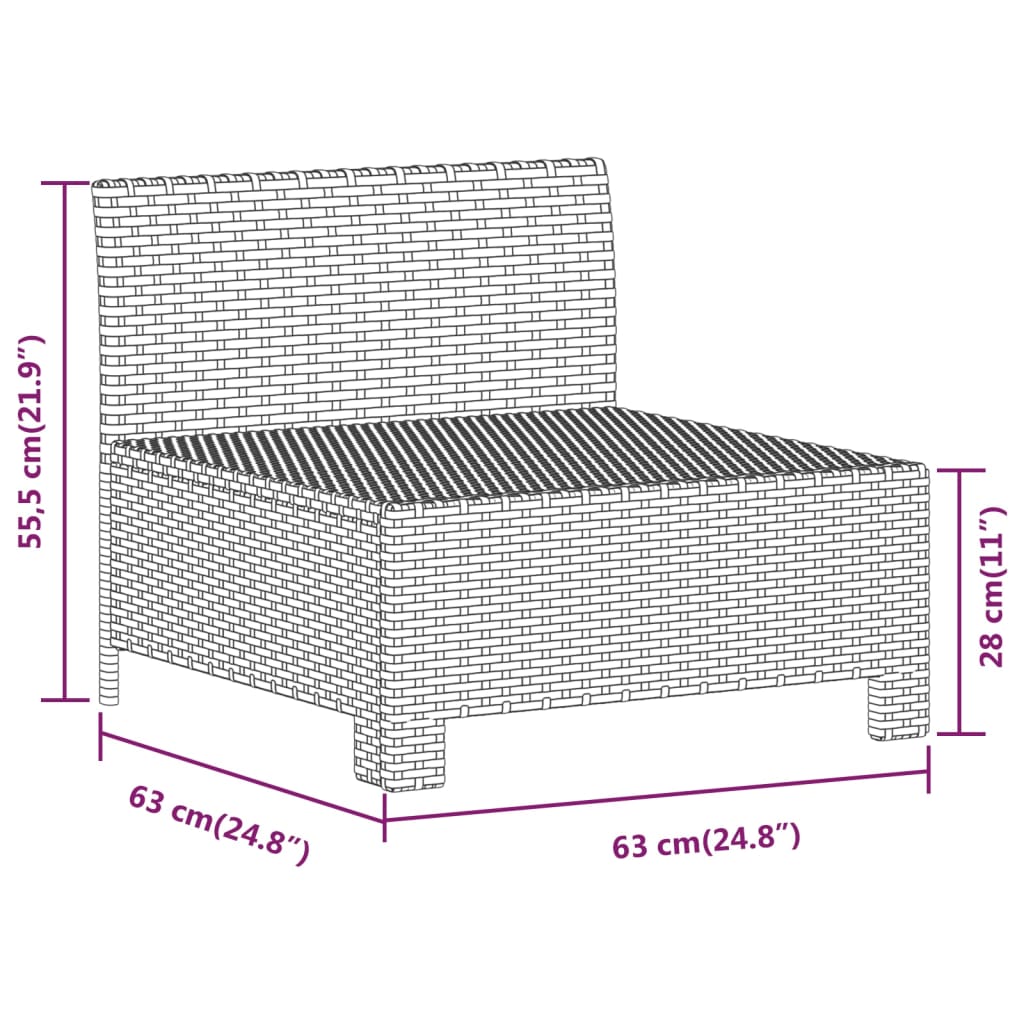 3-delige Loungeset met kussens poly rattan grijs