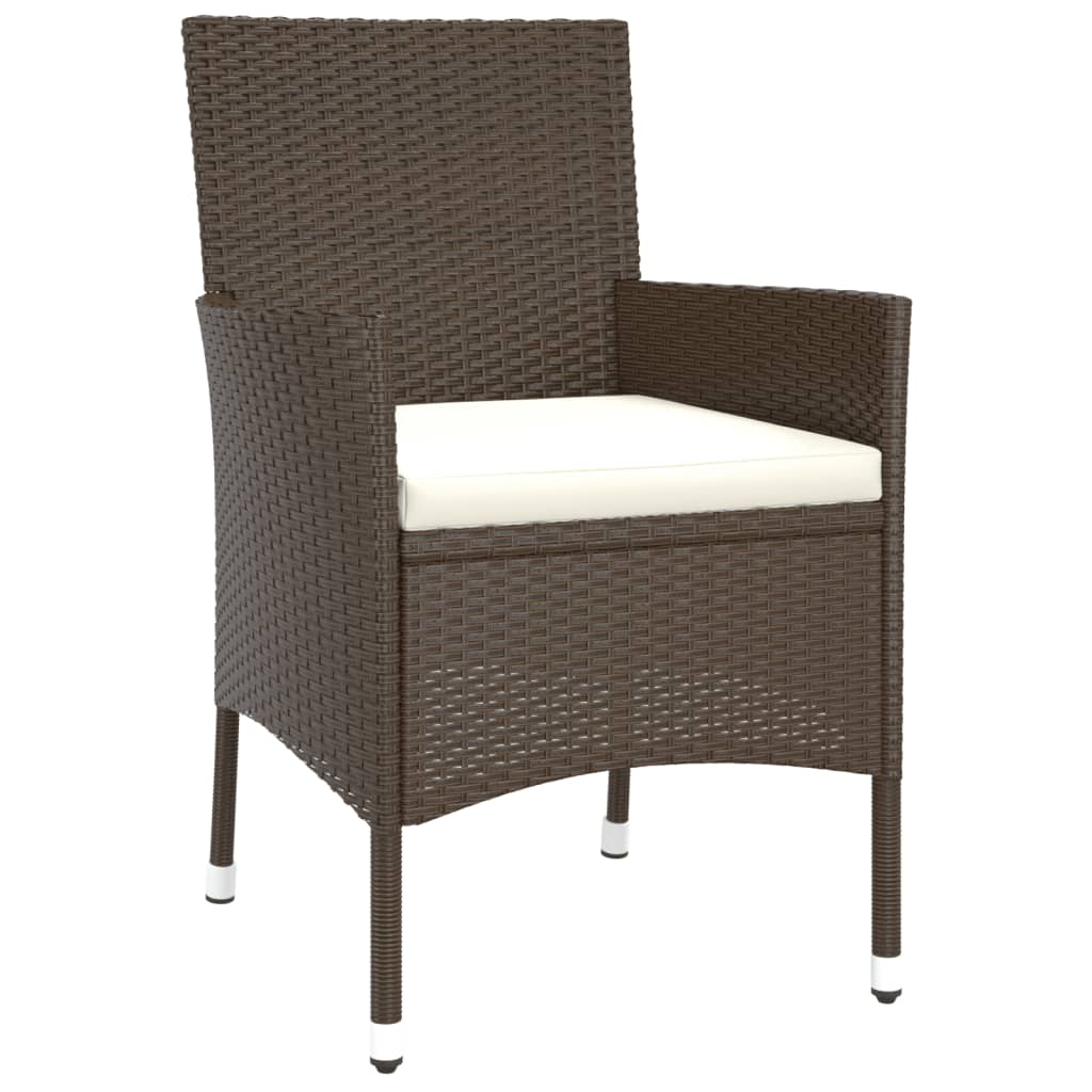 3-delige Bistroset met kussens poly rattan bruin