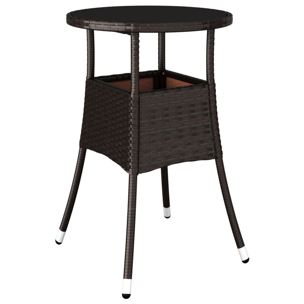 3-delige Bistroset met kussens poly rattan bruin