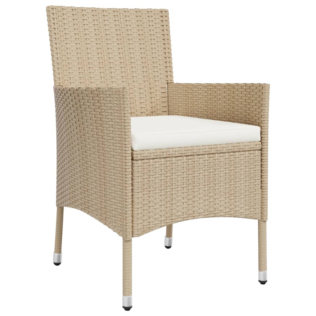 3-delige Bistroset met kussens poly rattan beige