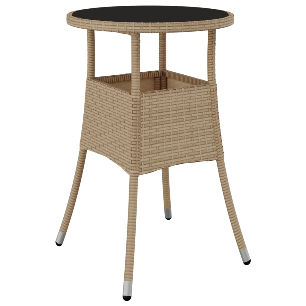 3-delige Bistroset met kussens poly rattan beige