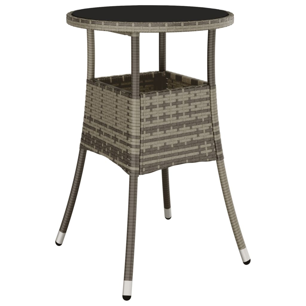 3-delige Bistroset met kussens poly rattan grijs