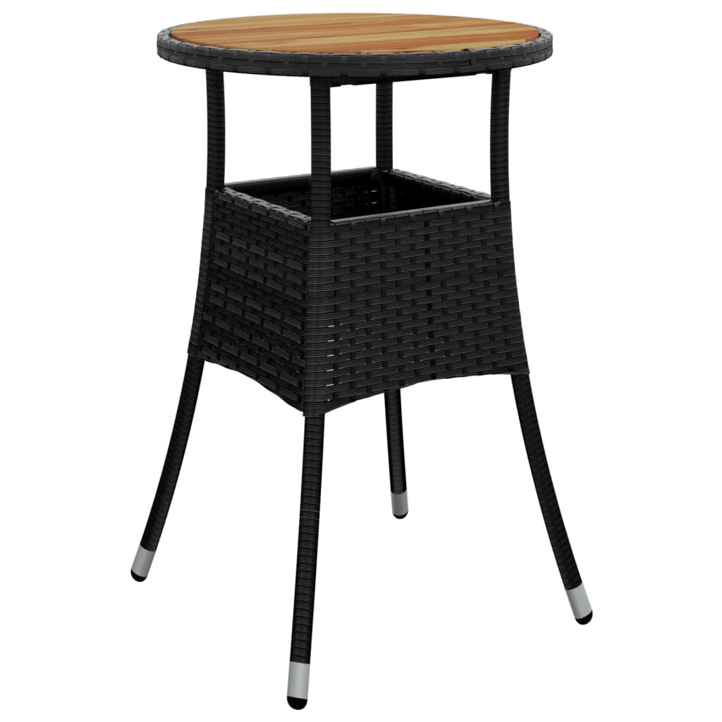 3-delige Bistroset met kussens poly rattan zwart