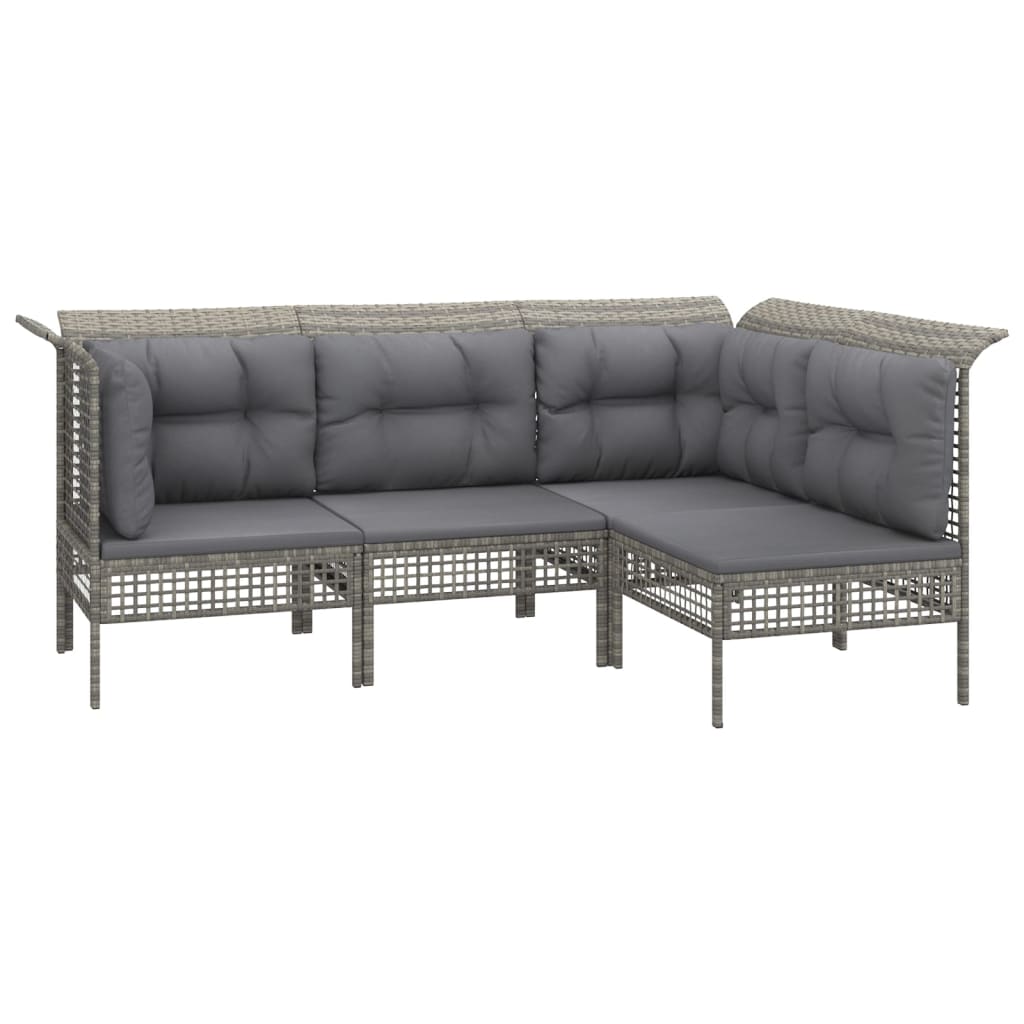 11-delige Loungeset met kussens poly rattan grijs