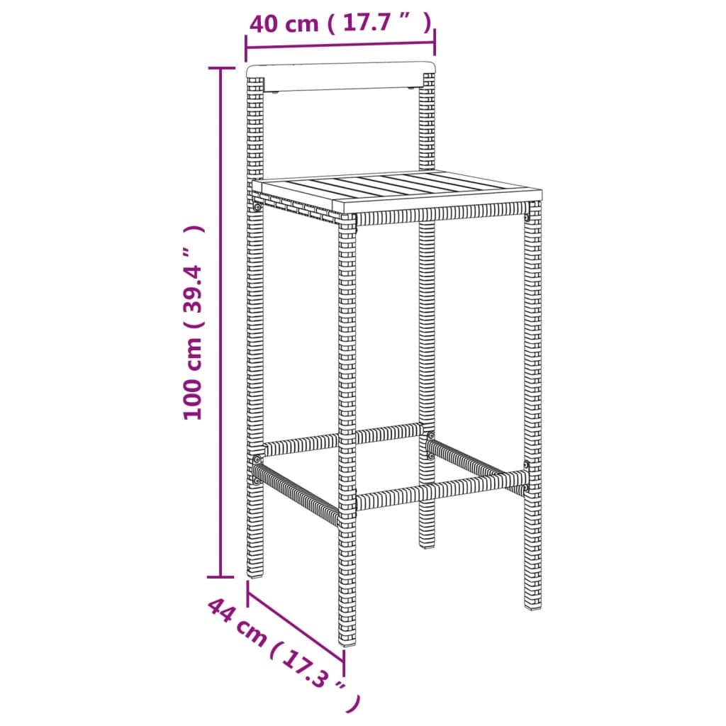 11-delige Tuinbarset poly rattan en massief acaciahout grijs