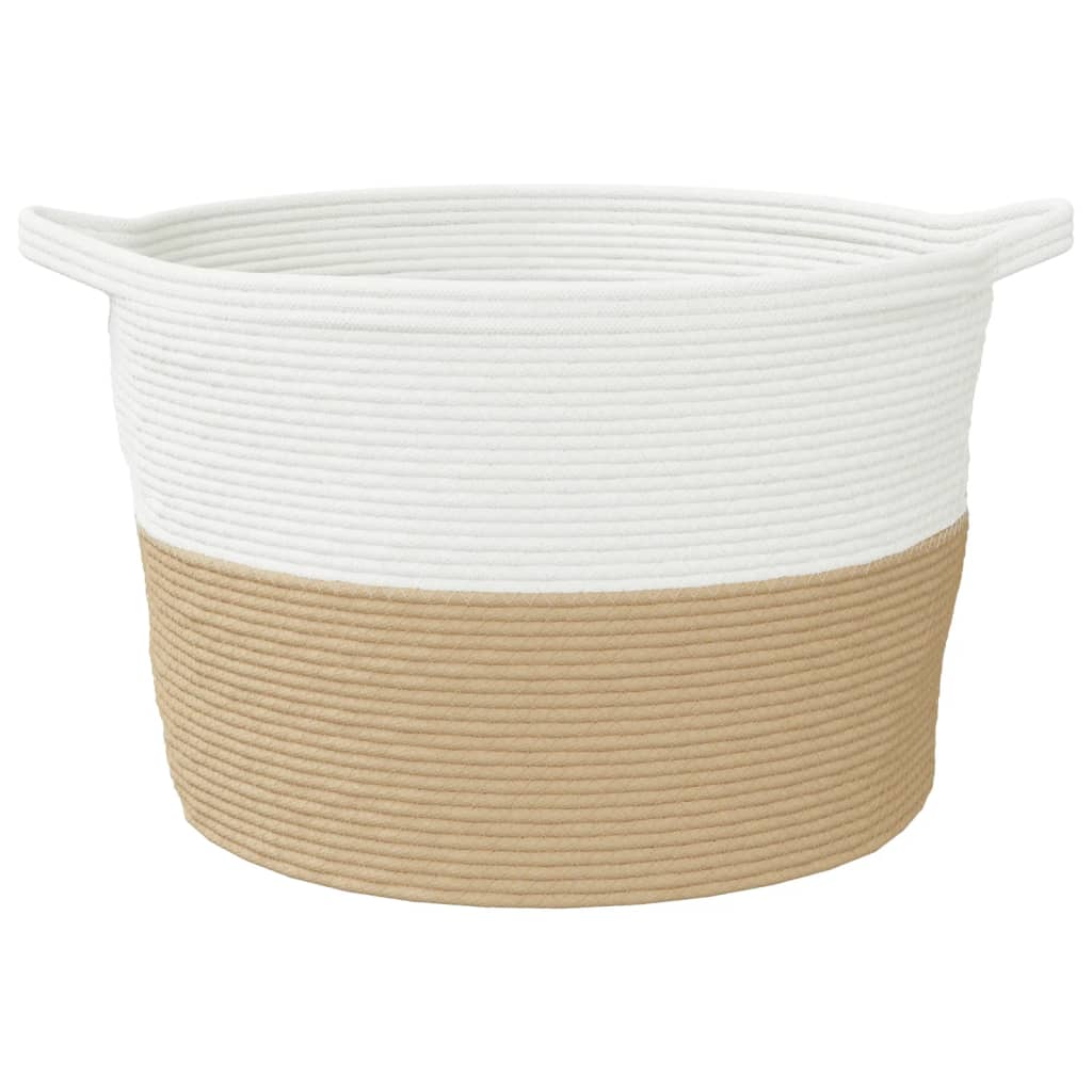 Wasmand Ø 60x36 cm katoen beige en wit