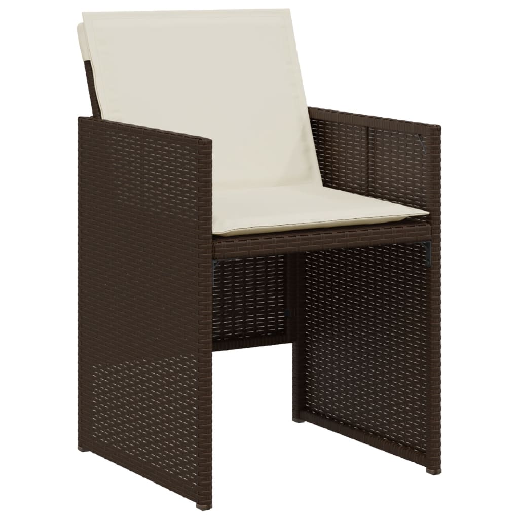 3-delige Bistroset met kussens poly rattan bruin