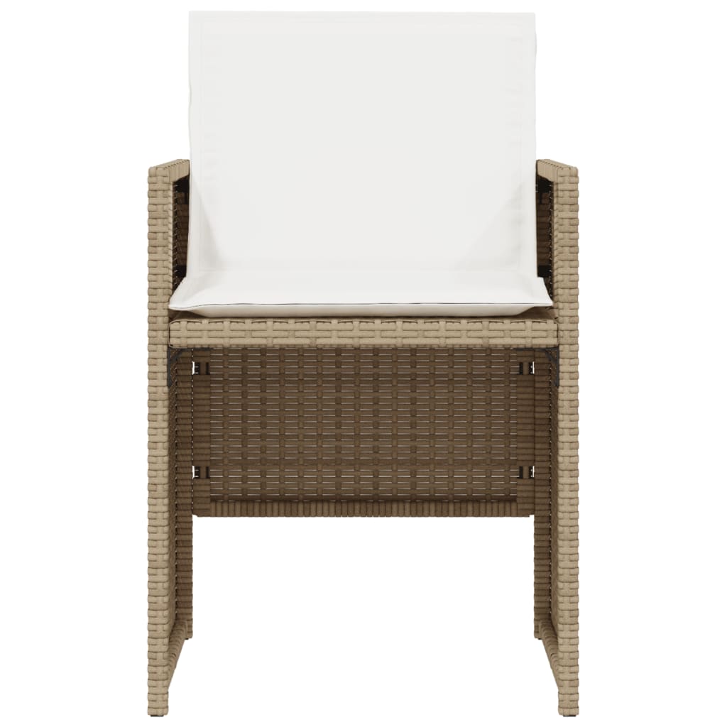 3-delige Bistroset met kussens poly rattan beige