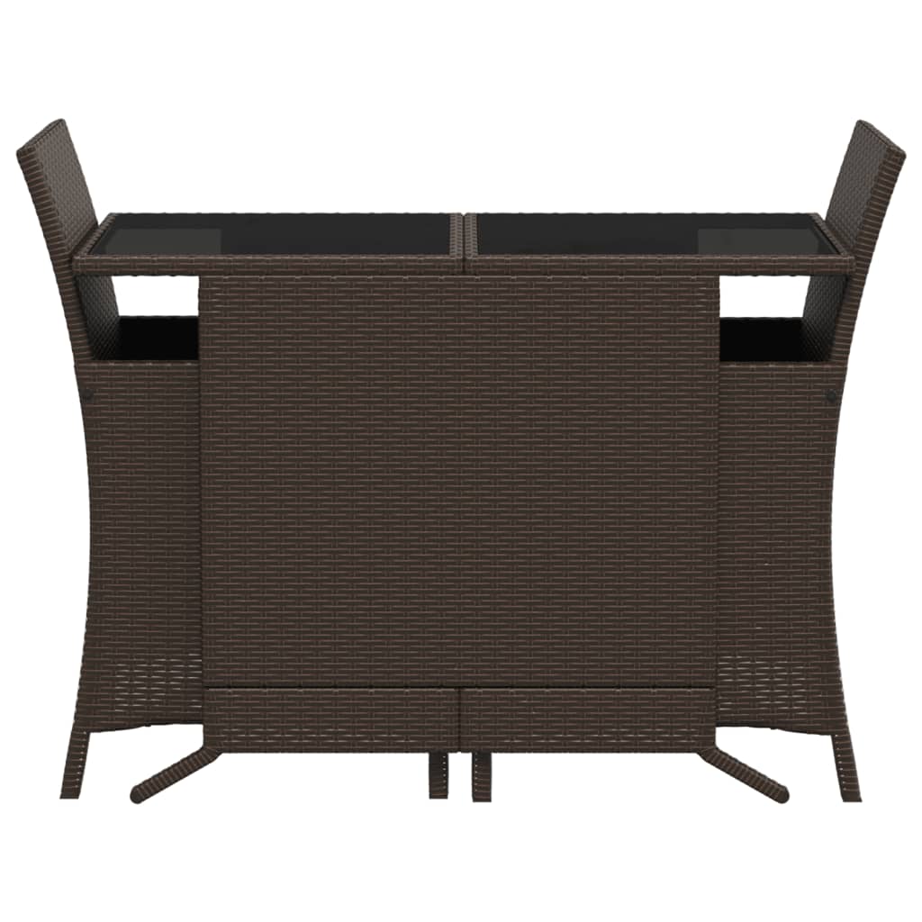 3-delige Bistroset met kussens poly rattan bruin