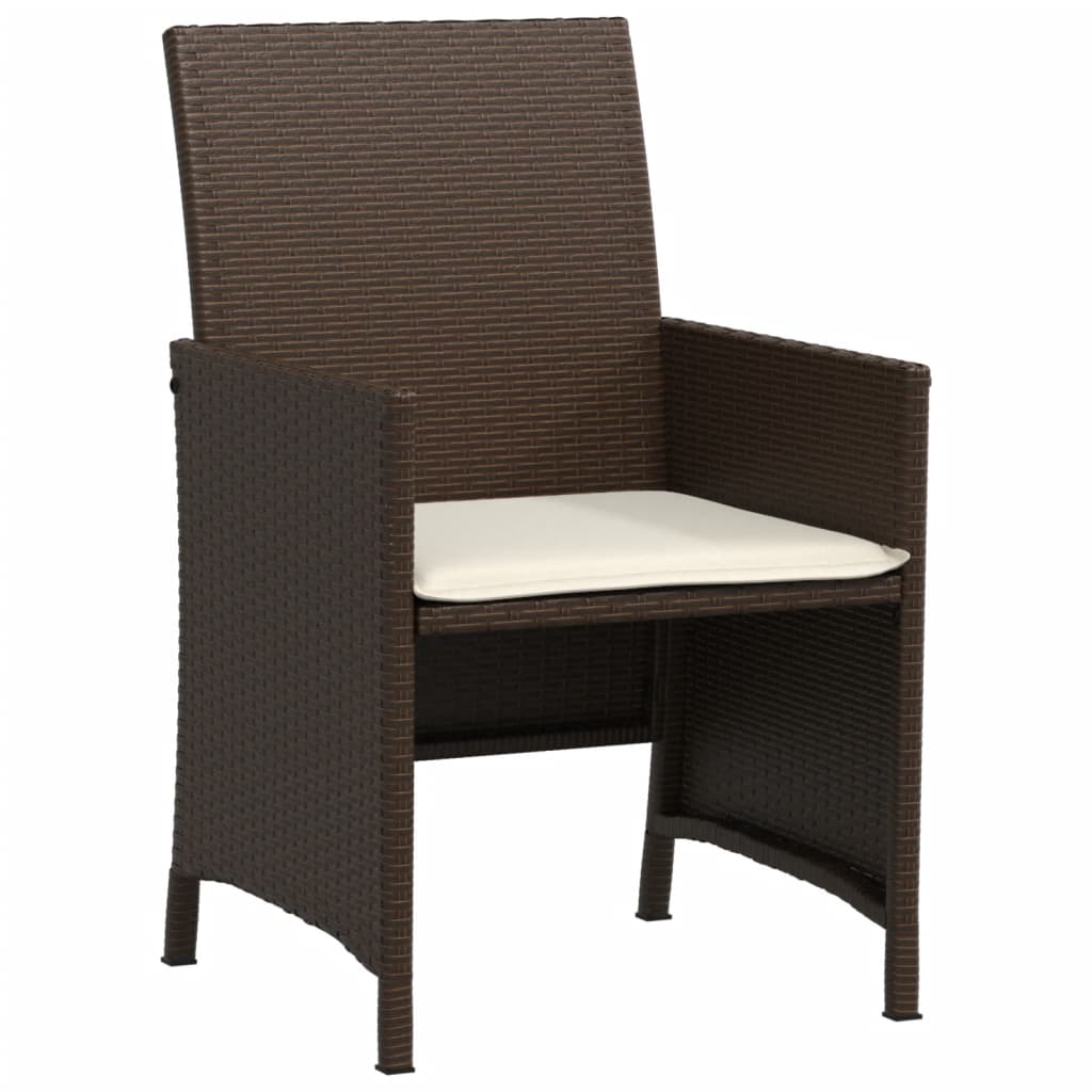 3-delige Bistroset met kussens poly rattan bruin