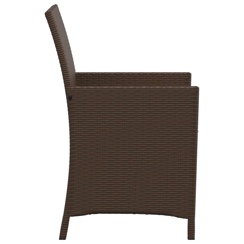 3-delige Bistroset met kussens poly rattan bruin