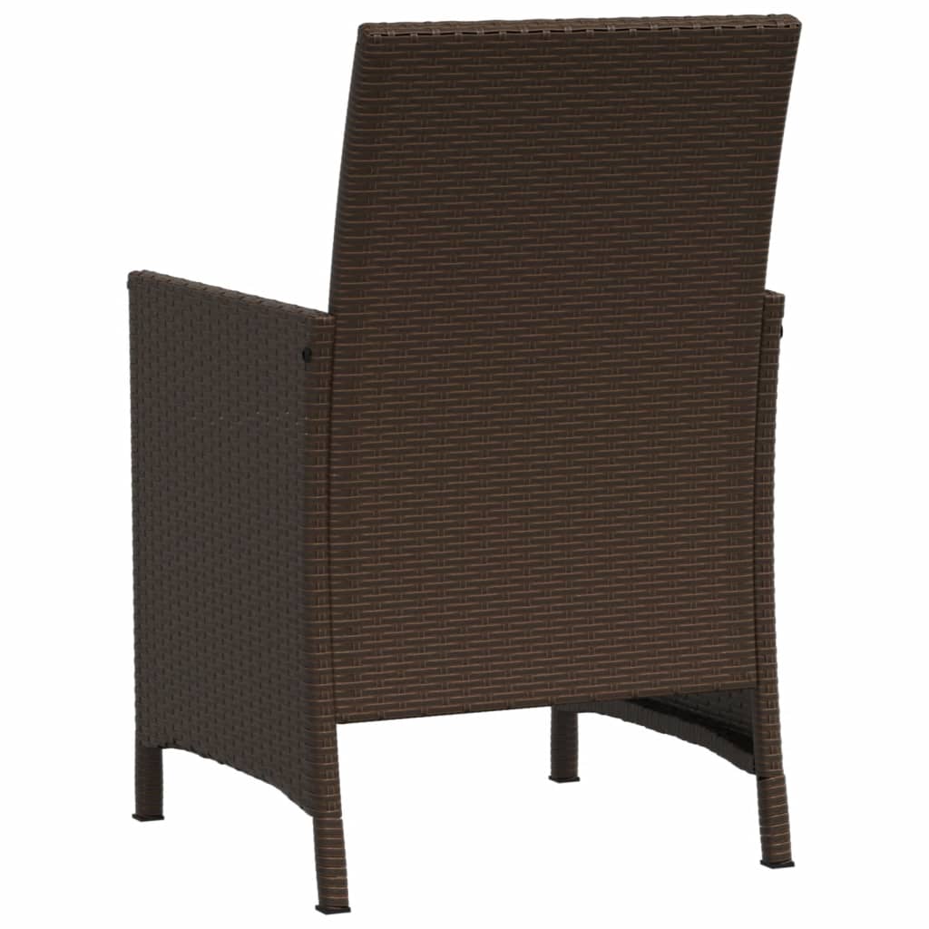 3-delige Bistroset met kussens poly rattan bruin