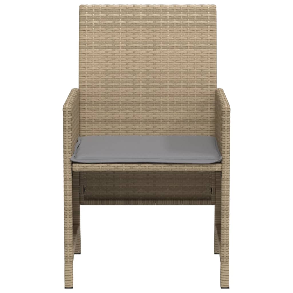 3-delige Bistroset met kussens poly rattan gemengd beige