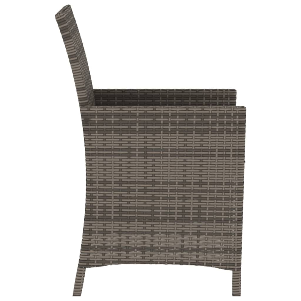 3-delige Bistroset met kussens poly rattan grijs