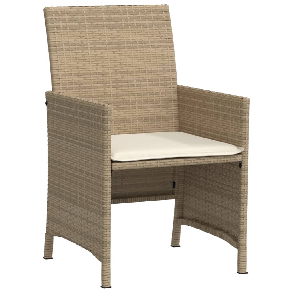 3-delige Bistroset met kussens poly rattan beige