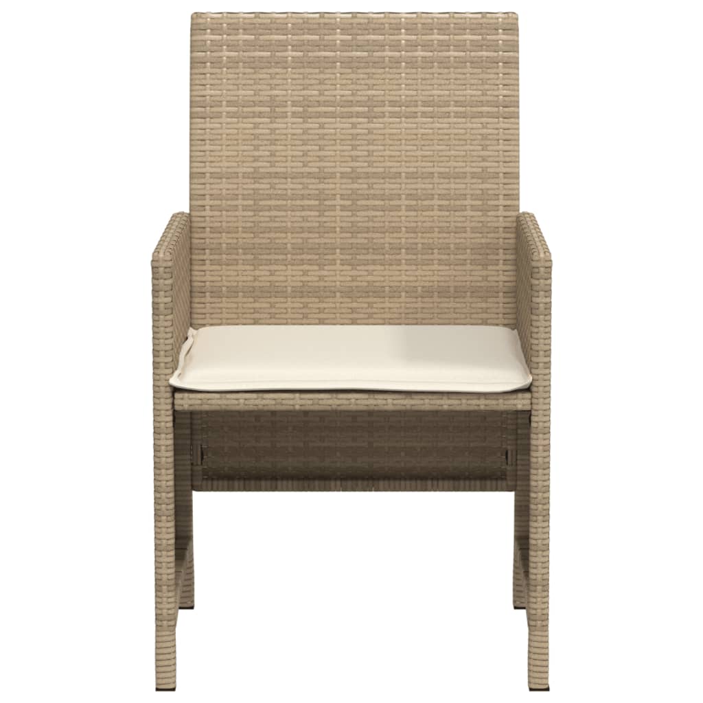 3-delige Bistroset met kussens poly rattan beige