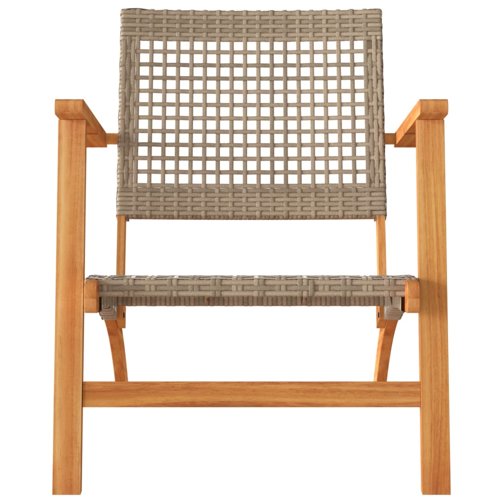 3-delige Bistroset poly rattan en massief acaciahout beige