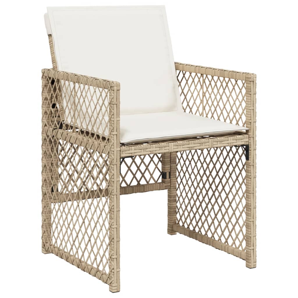 11-delige Tuinset met kussens poly rattan beige