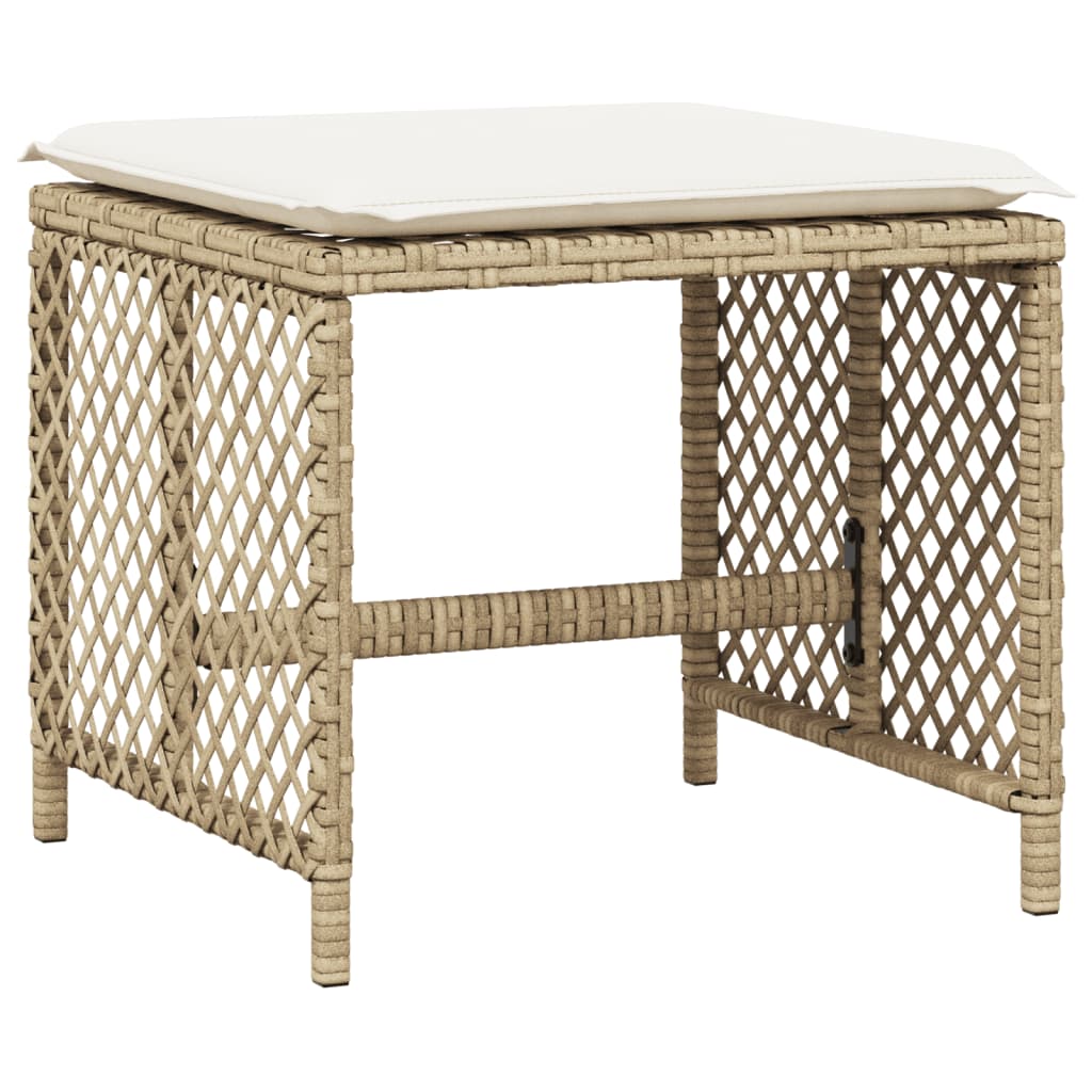 11-delige Tuinset met kussens poly rattan beige