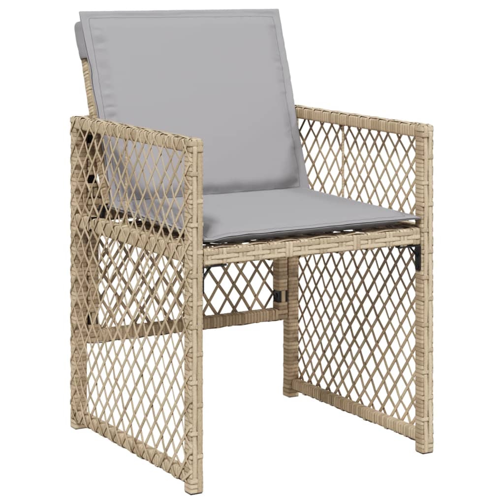 11-delige Tuinset met kussens poly rattan beige