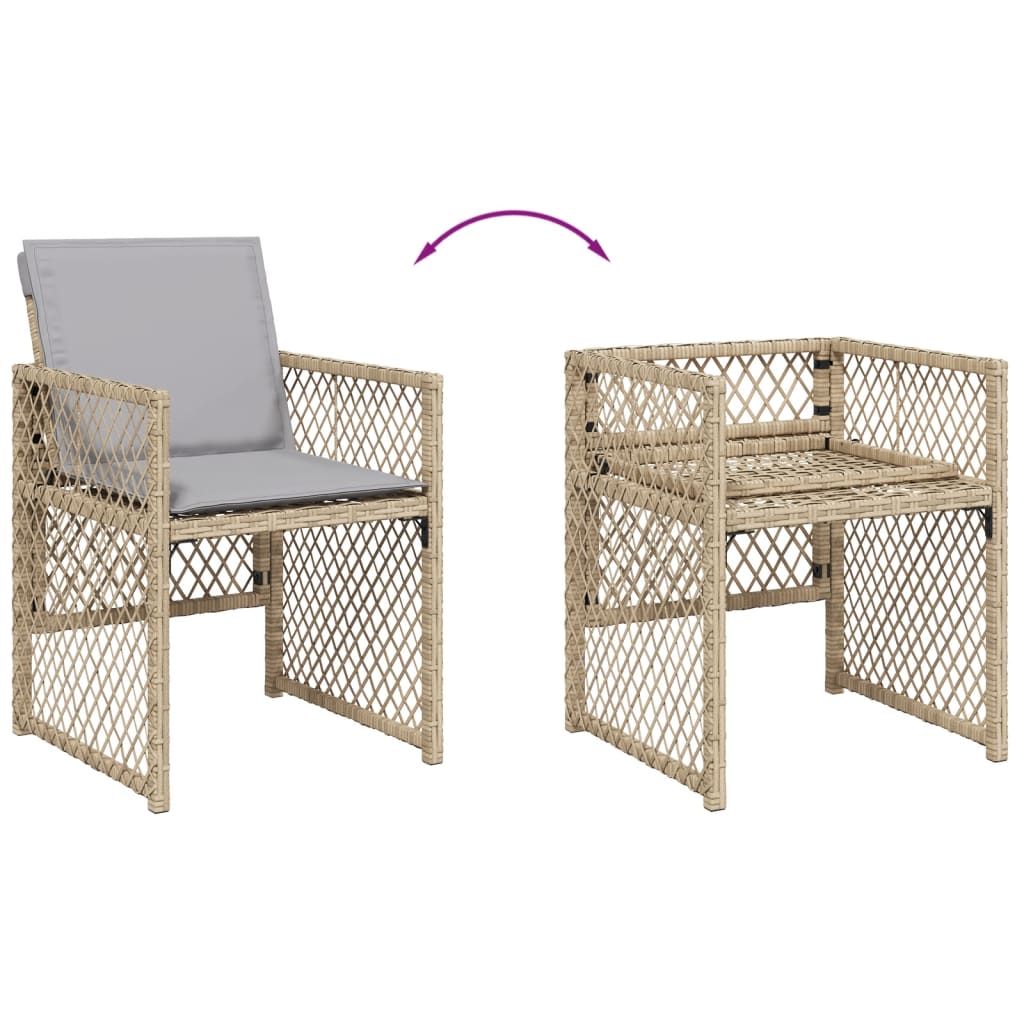 11-delige Tuinset met kussens poly rattan beige