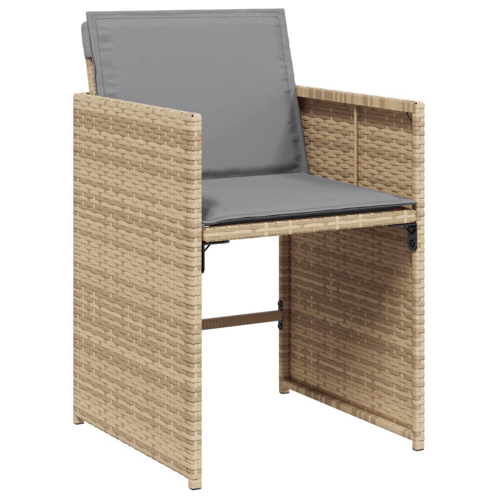 11-delige Tuinset met kussens poly rattan gemengd beige