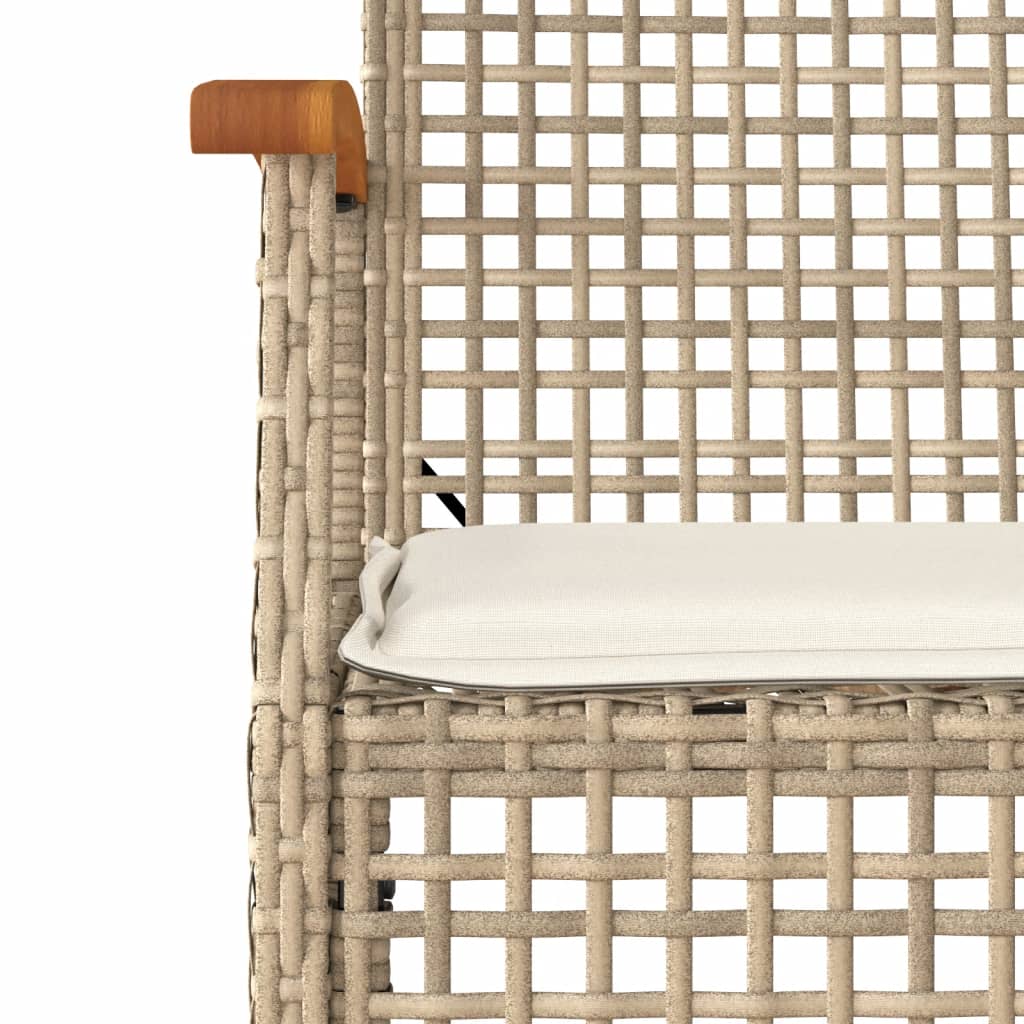 3-delige Bistroset met kussens poly rattan en acaciahout beige