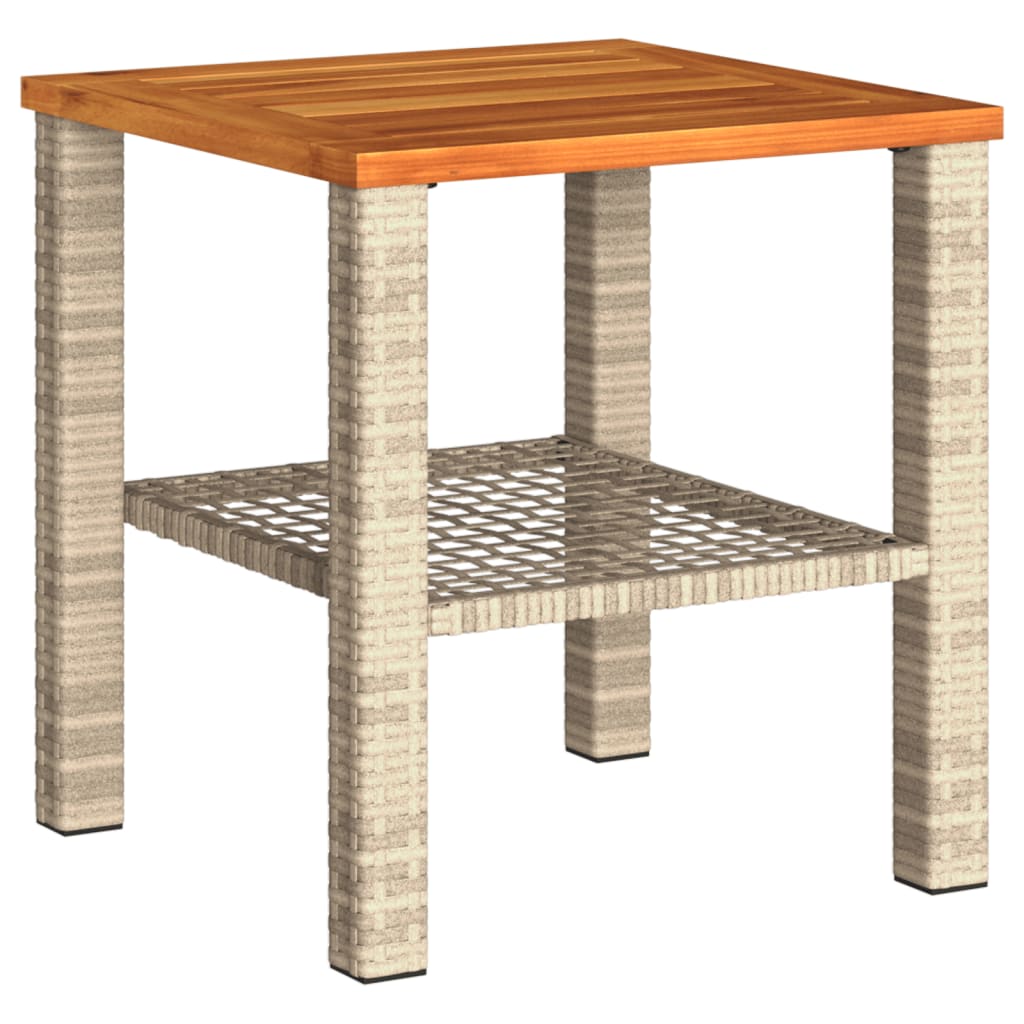 3-delige Bistroset met kussens poly rattan en acaciahout beige