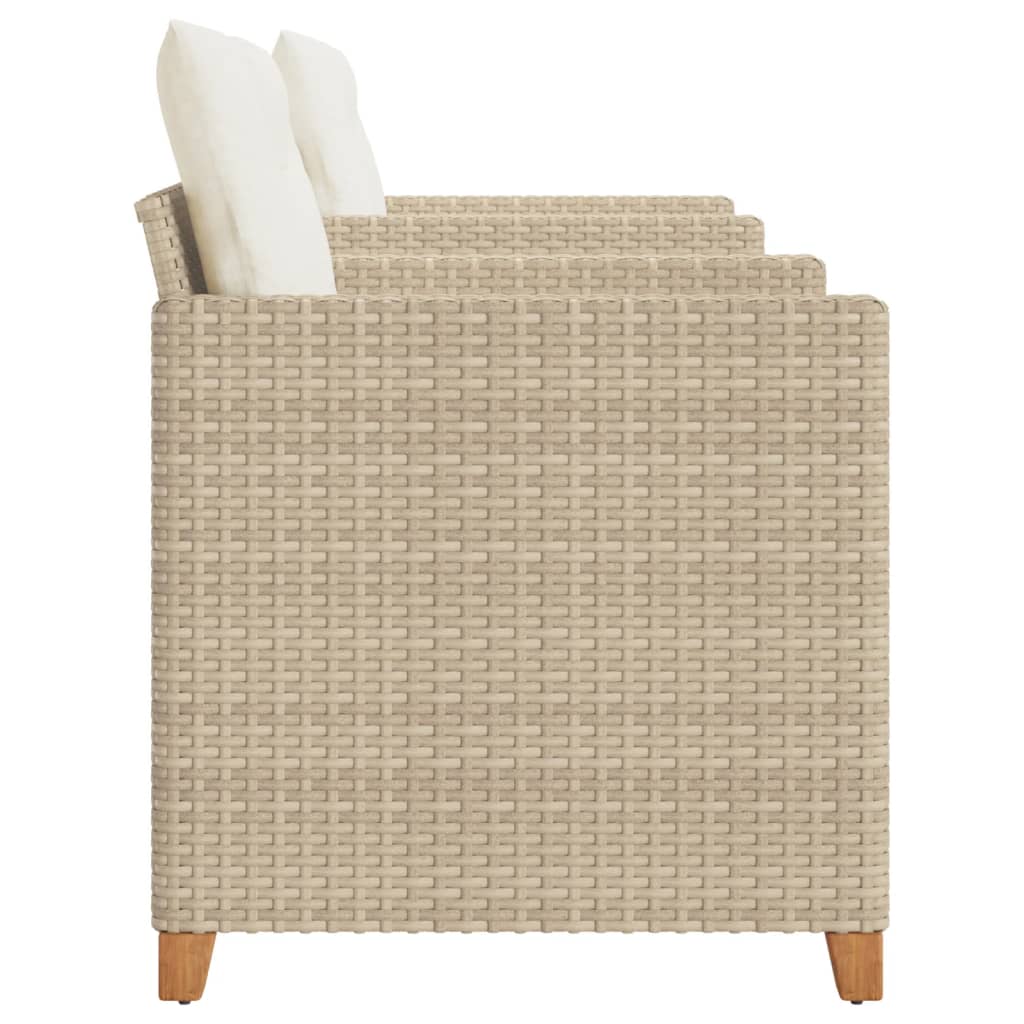 3-delige Bistroset met kussens poly rattan en acaciahout beige