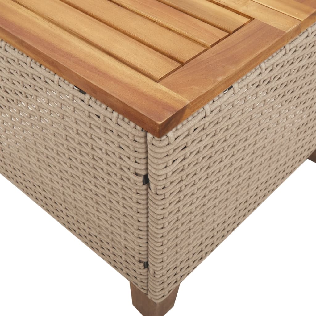 3-delige Bistroset met kussens poly rattan en acaciahout beige